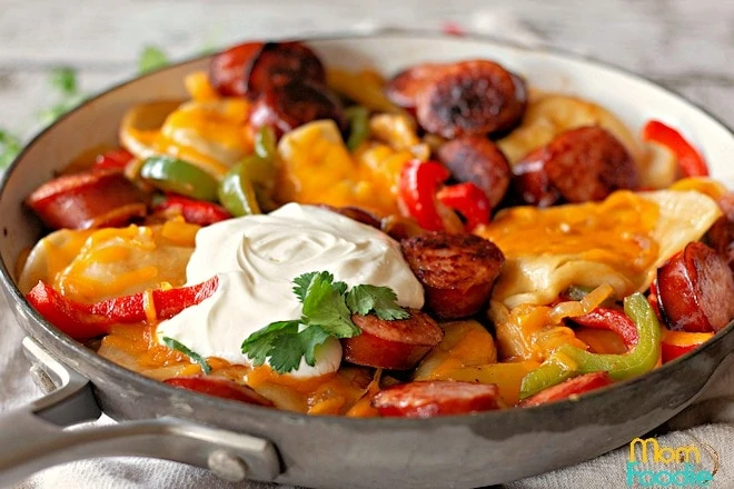 Pierogi Kielbasa Skillet, stovetop pierogi casserole