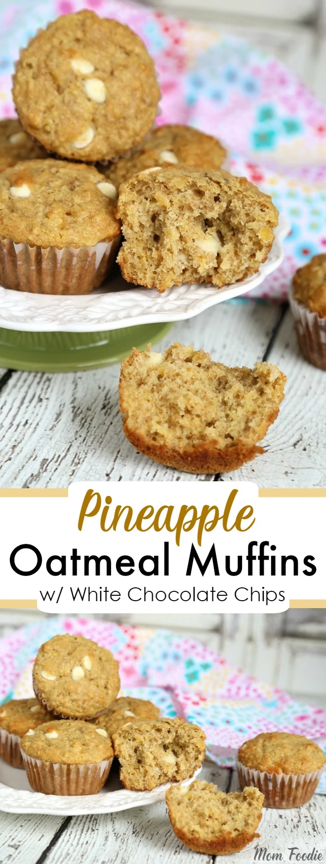 Pineapple Oatmeal Muffins Recipe with white chocolate chips