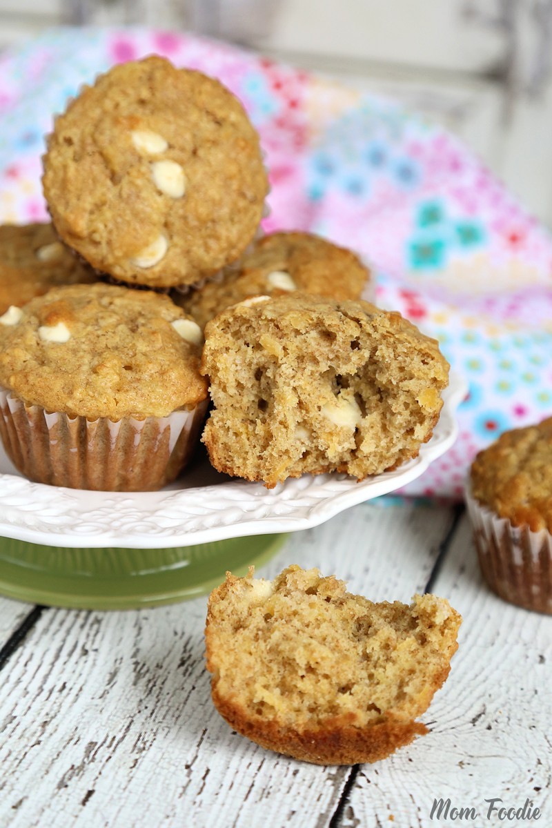 Pineapple Oatmeal Muffins with White Chocolate Chips