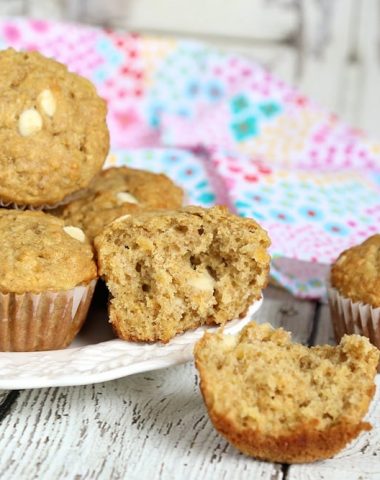 Pineapple Oatmeal Muffins with White Chocolate Chips
