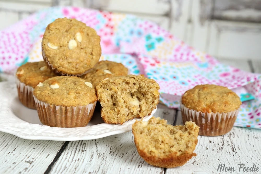 Pineapple Oatmeal Muffins with White Chocolate Chips