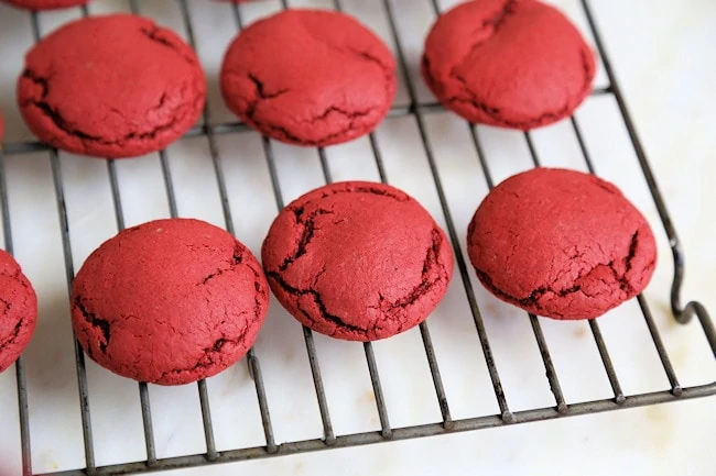 Red Velvet Cake Mix cookies cooling