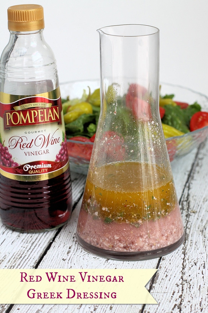 Homemade salad dressing with red wine vinegar