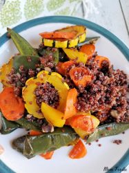 Roasted Delicata Squash, Golden Beet, Carrot and Poblano Red Quinoa recipe
