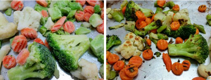 Roasting Frozen Vegetables on sheet pan.