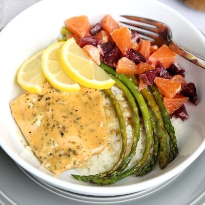 Salmon Cauliflower Rice Bowl