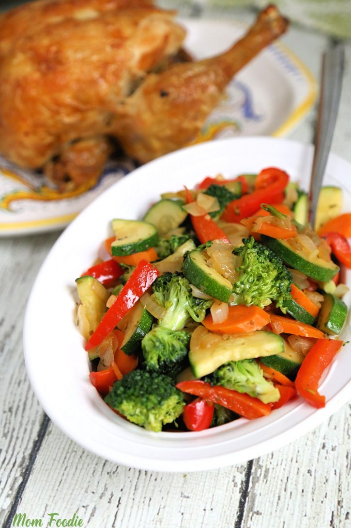 simple Sautéed Vegetables with Italian Seasoning in serving dish