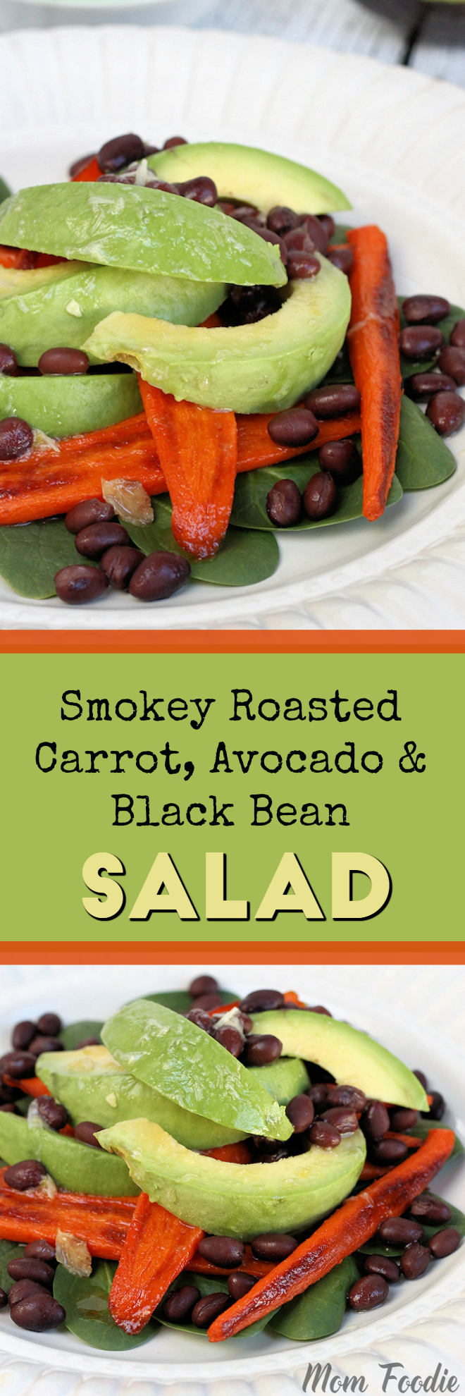 Smokey Roasted Carrot, Avocado & Black Bean Salad with Roasted Garlic Lemon Dressing #vegan #vegetarian #salad #avocado