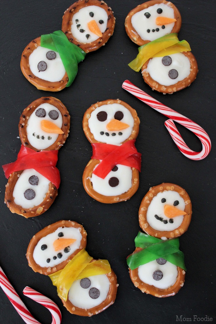 Snowman Pretzels Easy Cute Holiday Treats Mom Foodie