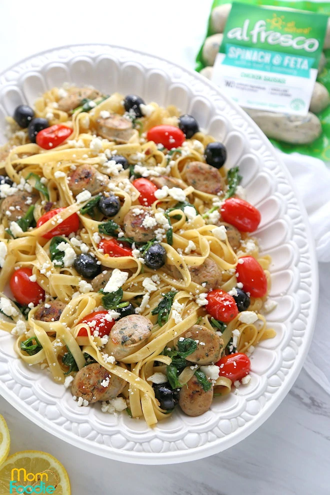 Spinach Feta Chicken Sausage Pasta