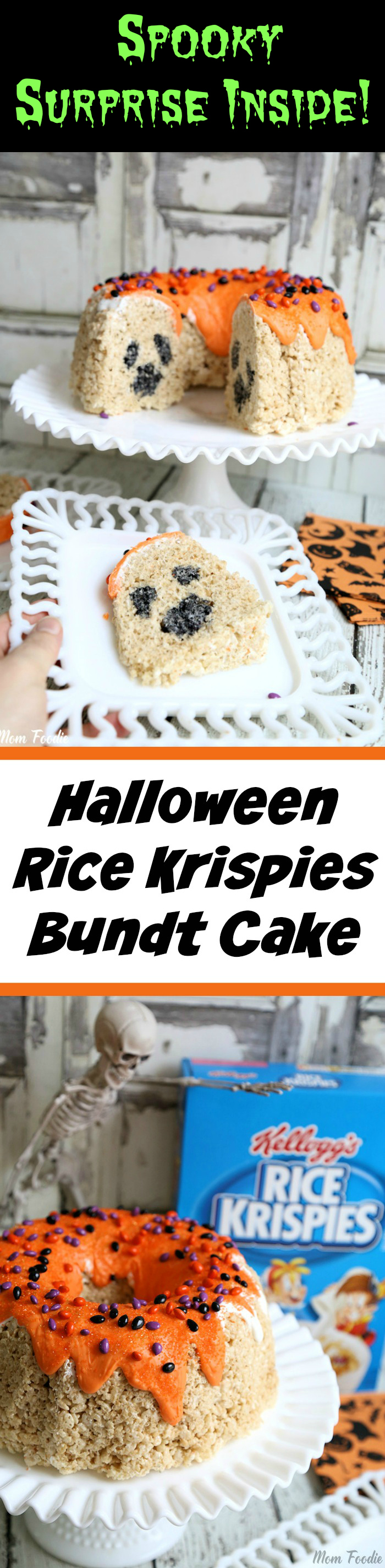 Spooky Surprise Inside Halloween Rice Krispies Bundt Cake