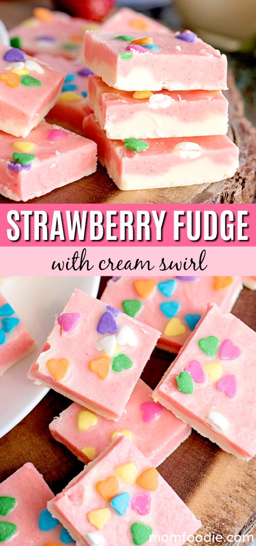 Strawberry Fudge with Cream Swirl