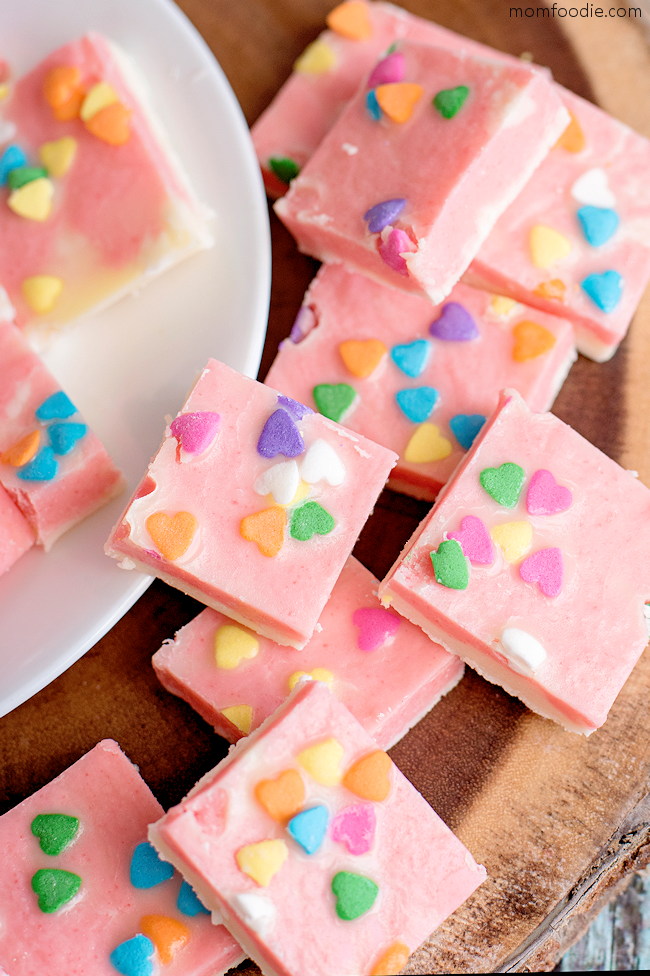 Strawberry Fudge with Cream Swirl