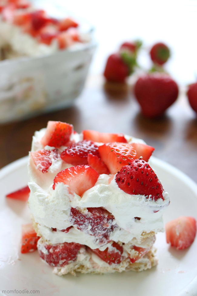 Strawberry Icebox Cake - Easy 3 Ingredient No Bake Dessert! - Mom Foodie