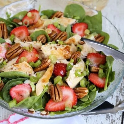 Strawberry Pecan Chicken Salad w Green Tea Citrus Vinaigrette