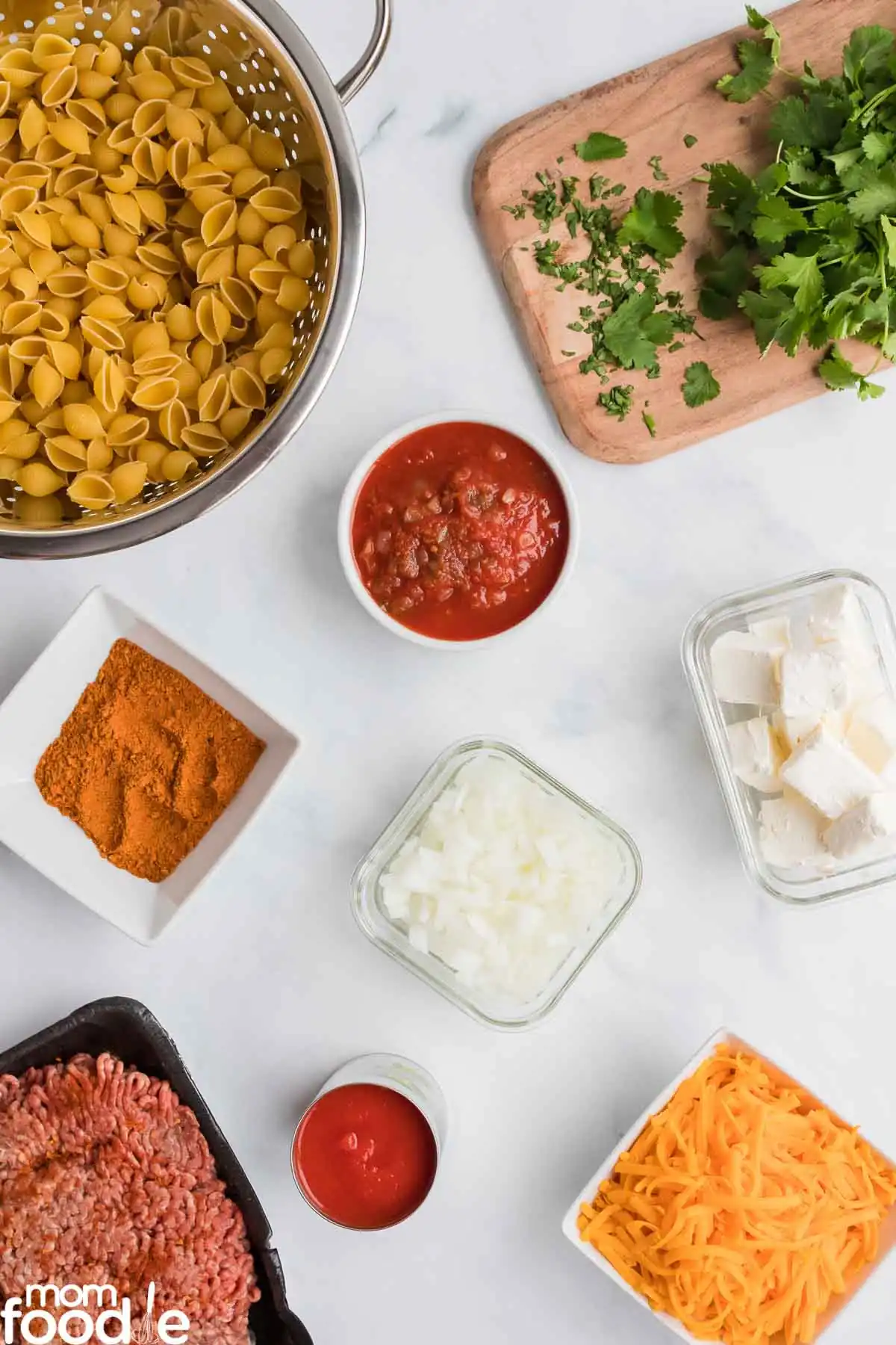 ingredients for taco pasta
