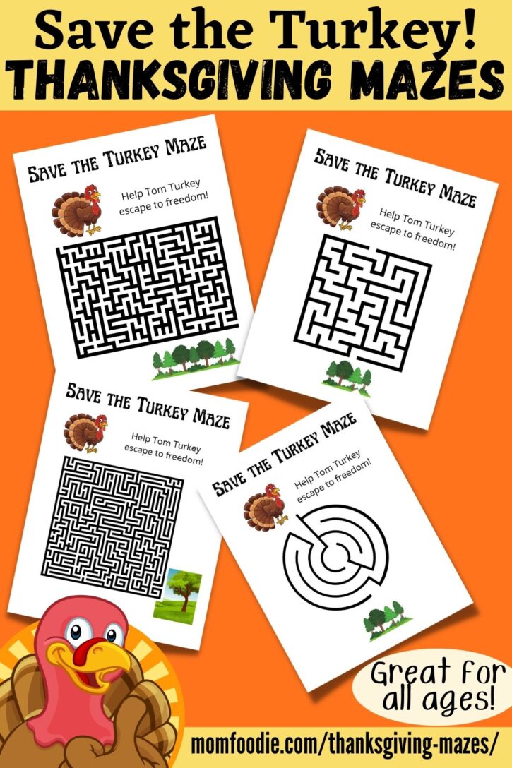Thanksgiving mazes printables activity worksheets