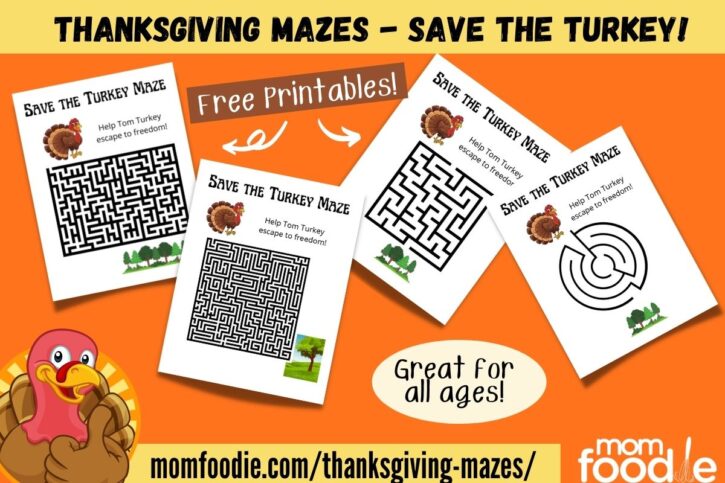 Thanksgiving mazes printable