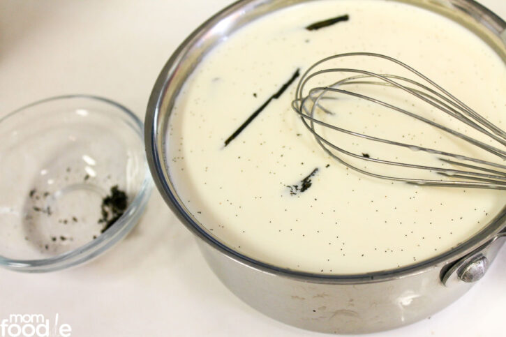 Preparing vanilla bean milk mixture