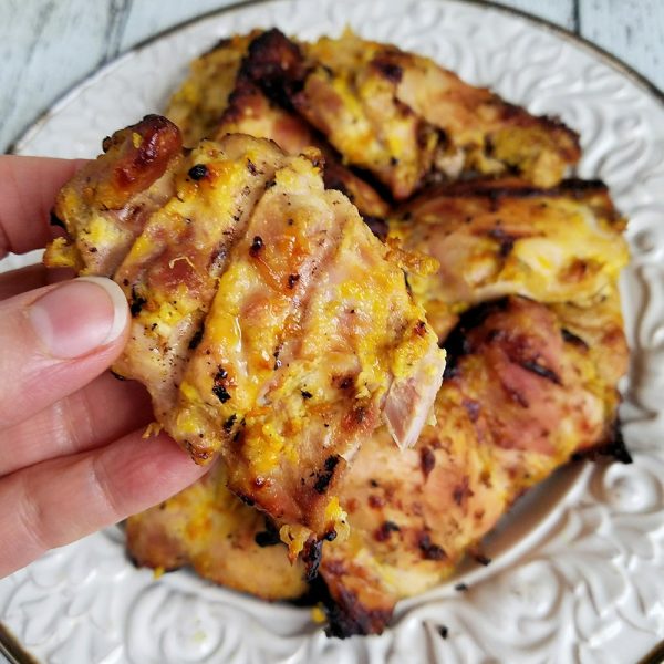 Grilled Boneless Chicken Thighs in Turmeric Greek Yogurt Marinade Mom