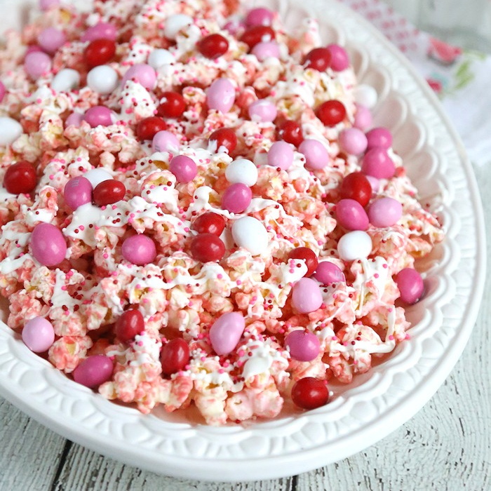 Valentines Day Popcorn Recipe: Pink Chocolate Covered Popcorn