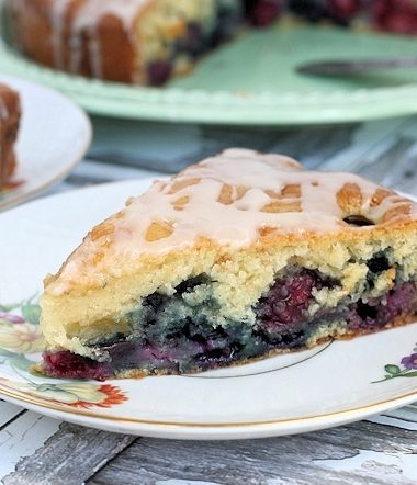 Vanilla Iced Double Berry Coffee Cake
