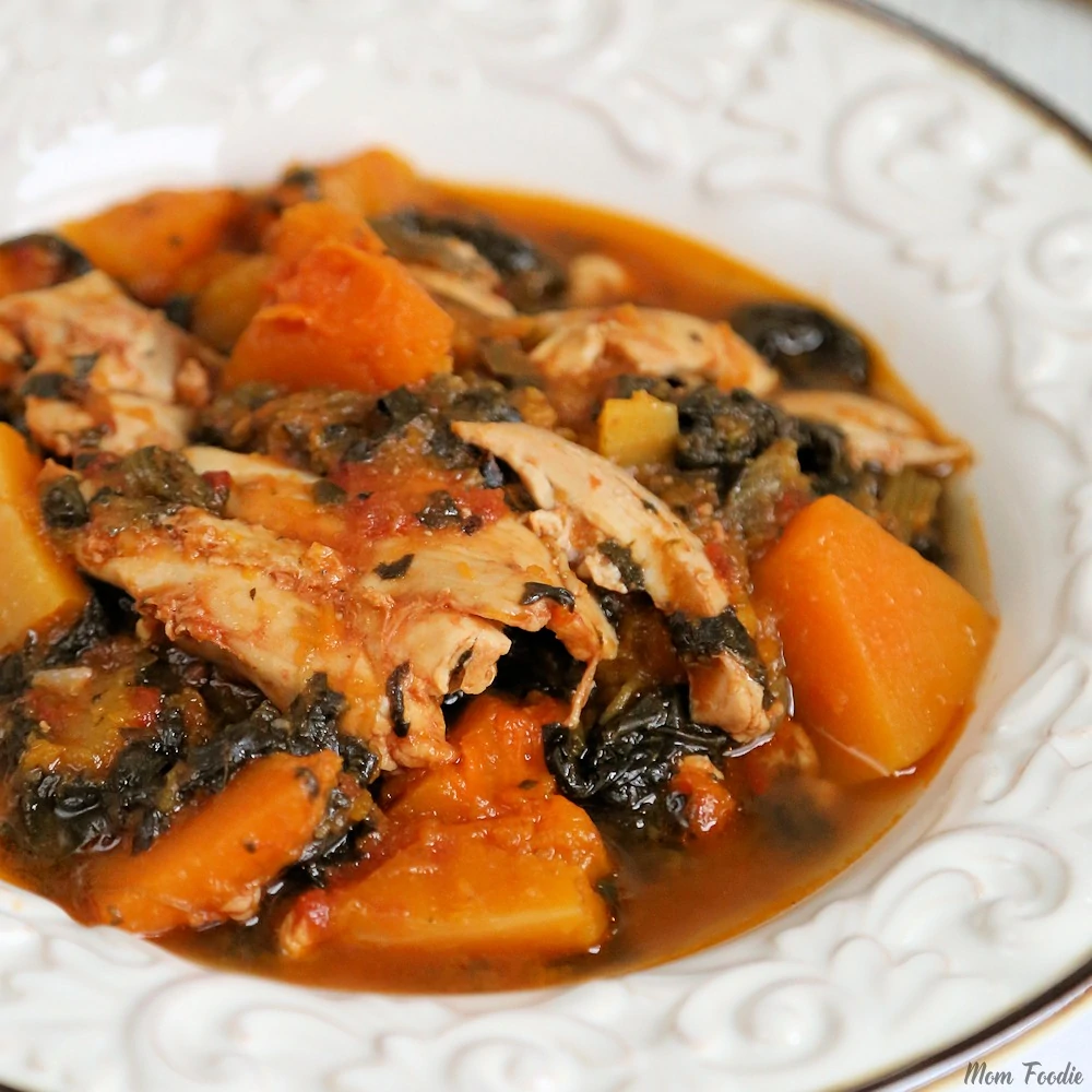 Whole 30 Slow Cooker Chicken Thighs Butternut Squash Spinach