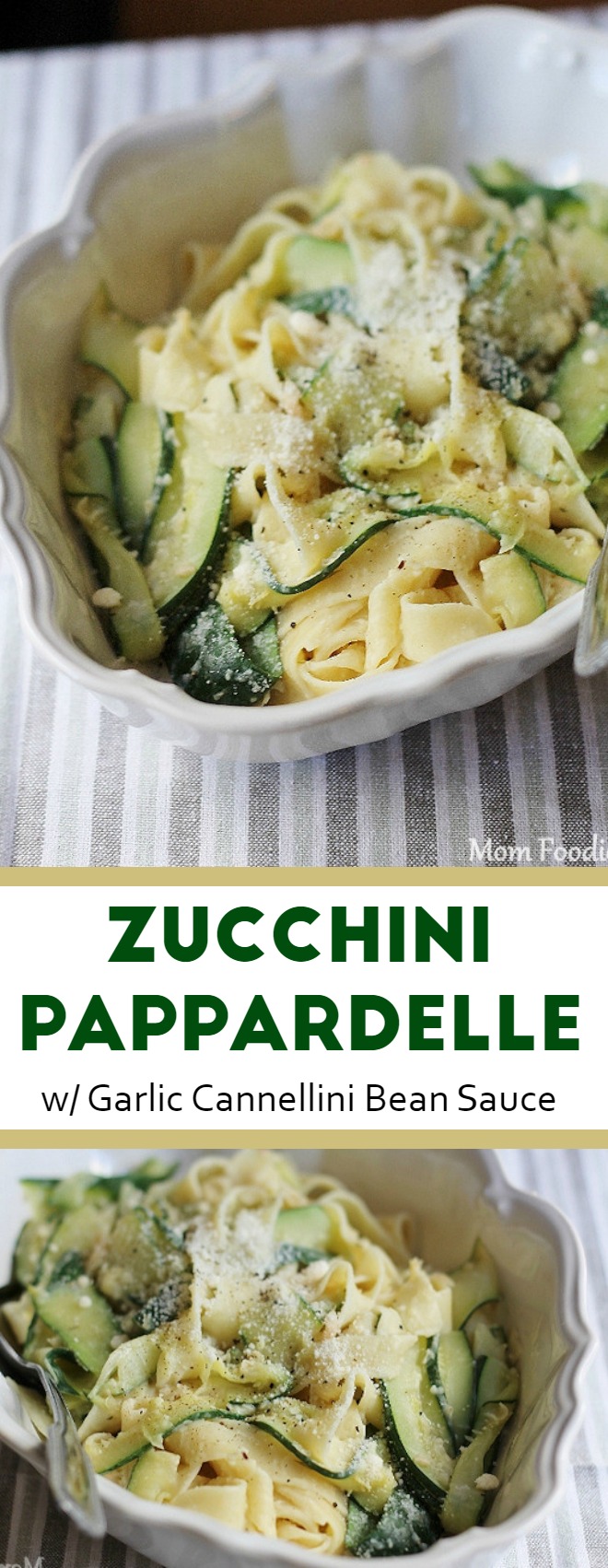 Zucchini Ribbons and Pappardelle with Garlic Cannellini Bean Sauce - Vegetarian Pasta Recipe