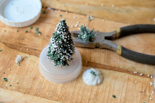 attach tree to snow globe base