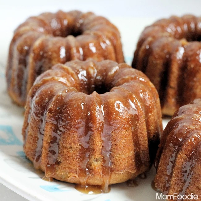 Mini Banana Bundt Cakes with Coffee Salted Caramel - Cloudy Kitchen