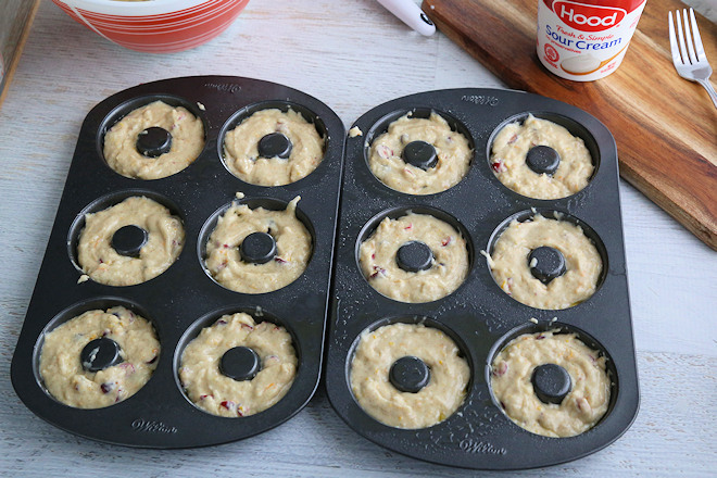 batter in donut pan
