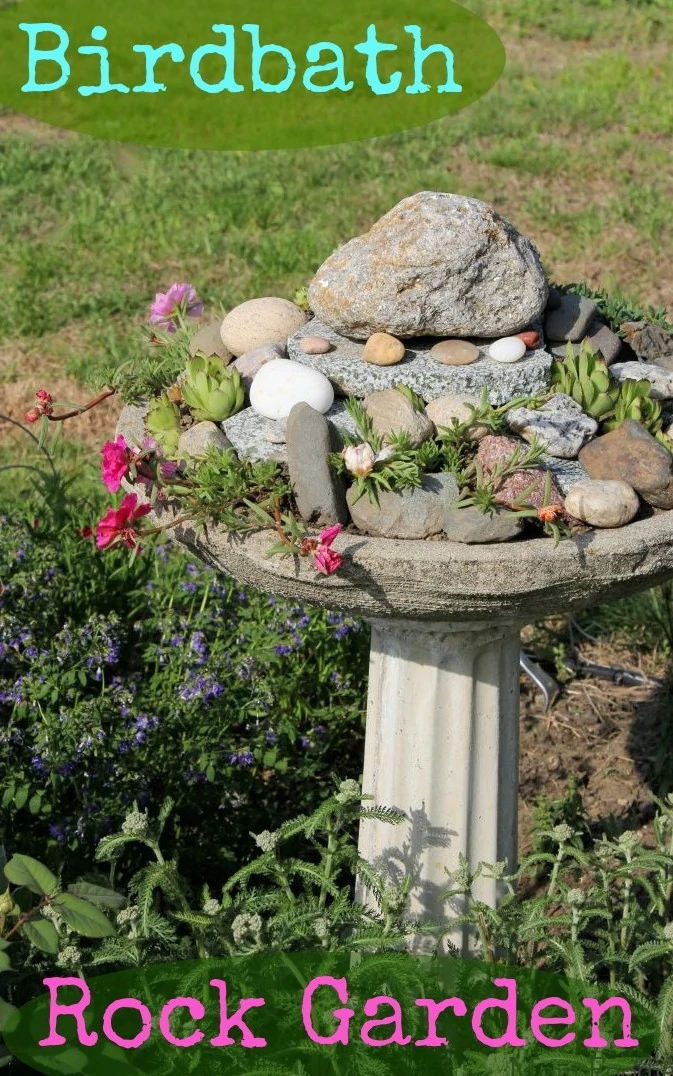 birdbath rock garden project