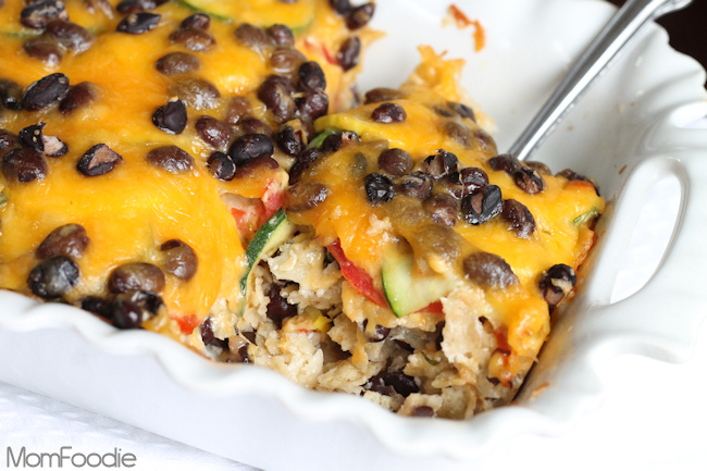 black bean and veggie tortilla ranch casserole