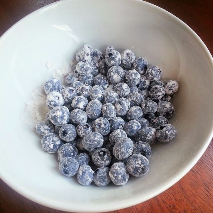 blueberries coated to go in muffins