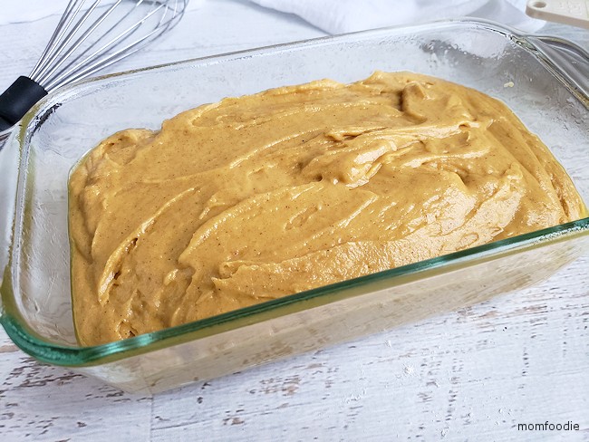 batter in baking dish ready for oven