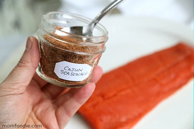 cajun seasoning for salmon with paprika, cayenne pepper, onion powder, garlic powder, black pepper, salt