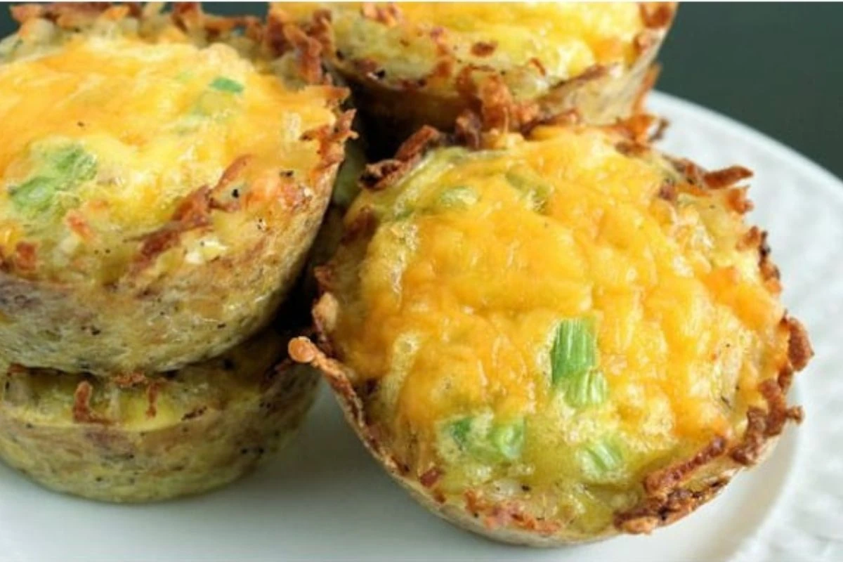 cheddar onion hash brown muffin cups