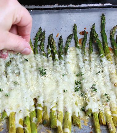 cheesy baked asparagus topping
