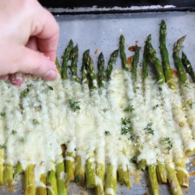 cheesy baked asparagus topping