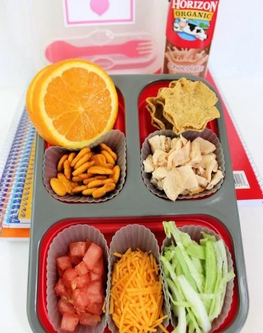 chicken taco bento lunch box with free printable notes