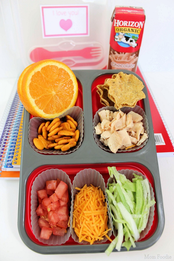 chicken taco bento lunch box with free printable notes