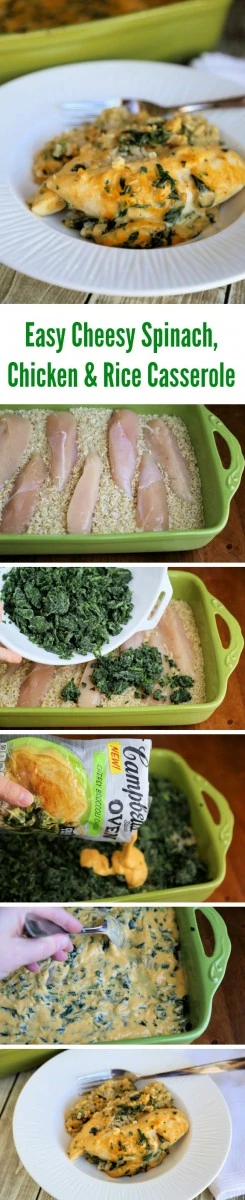 Easy Cheesy Spinach Chicken & Rice Casserole Recipe