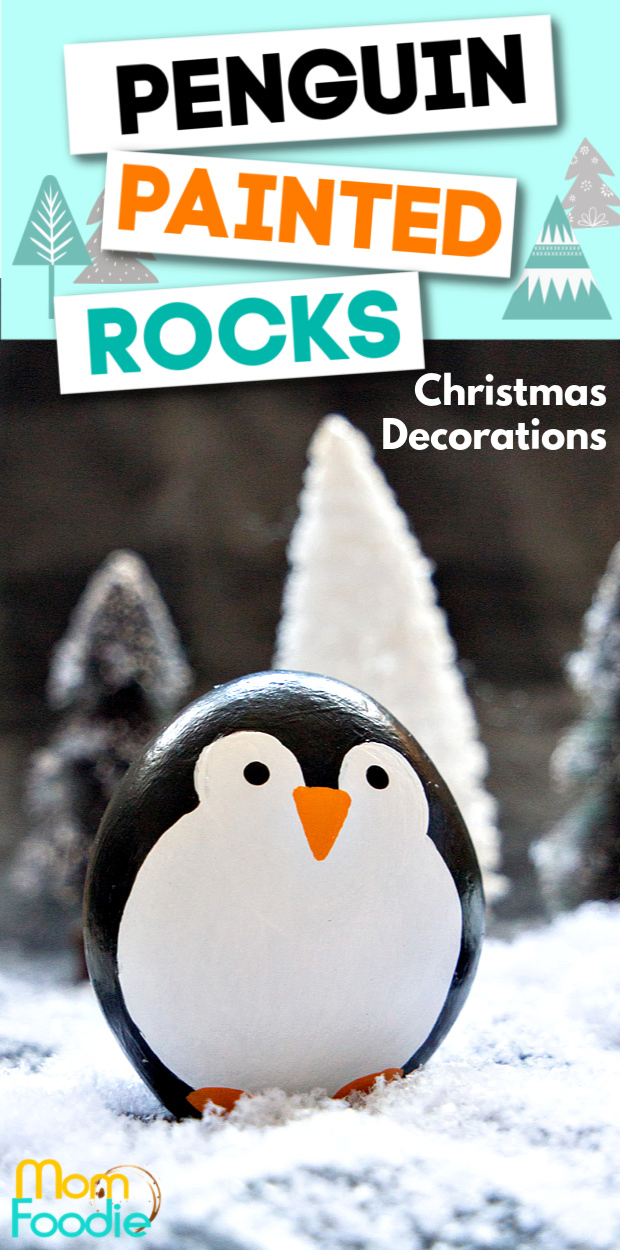 Christmas Penguin Painted Rocks Craft