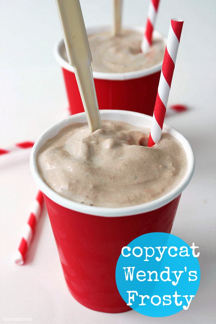  Wendy's Frosty recipe, copycat Wendys Frosty chocolate drink in red cup with straw