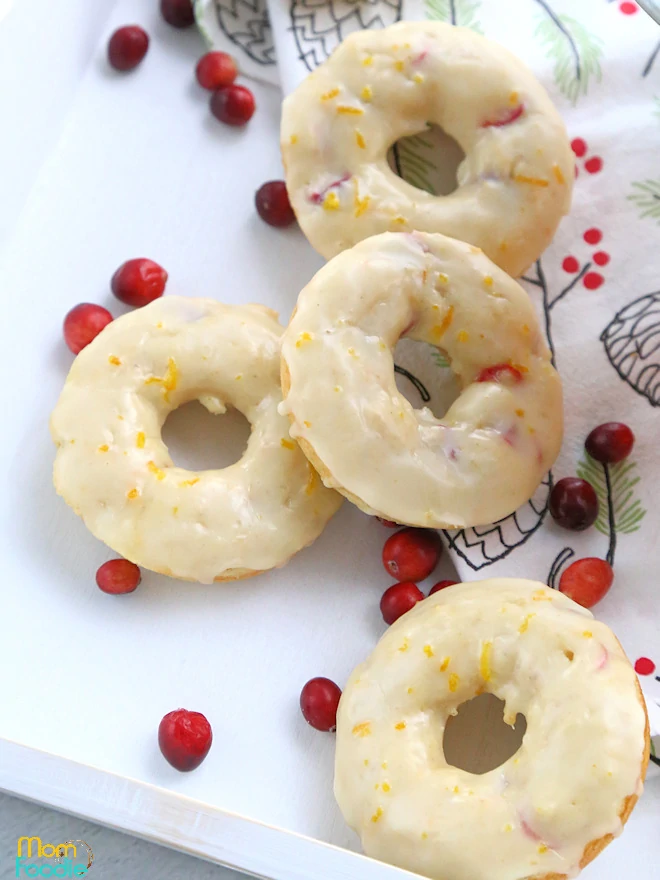 cranberry donuts with orange ginger glaze