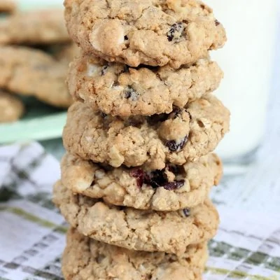 White Chocolate Chip Cranberry Oatmeal Cookies with Walnuts