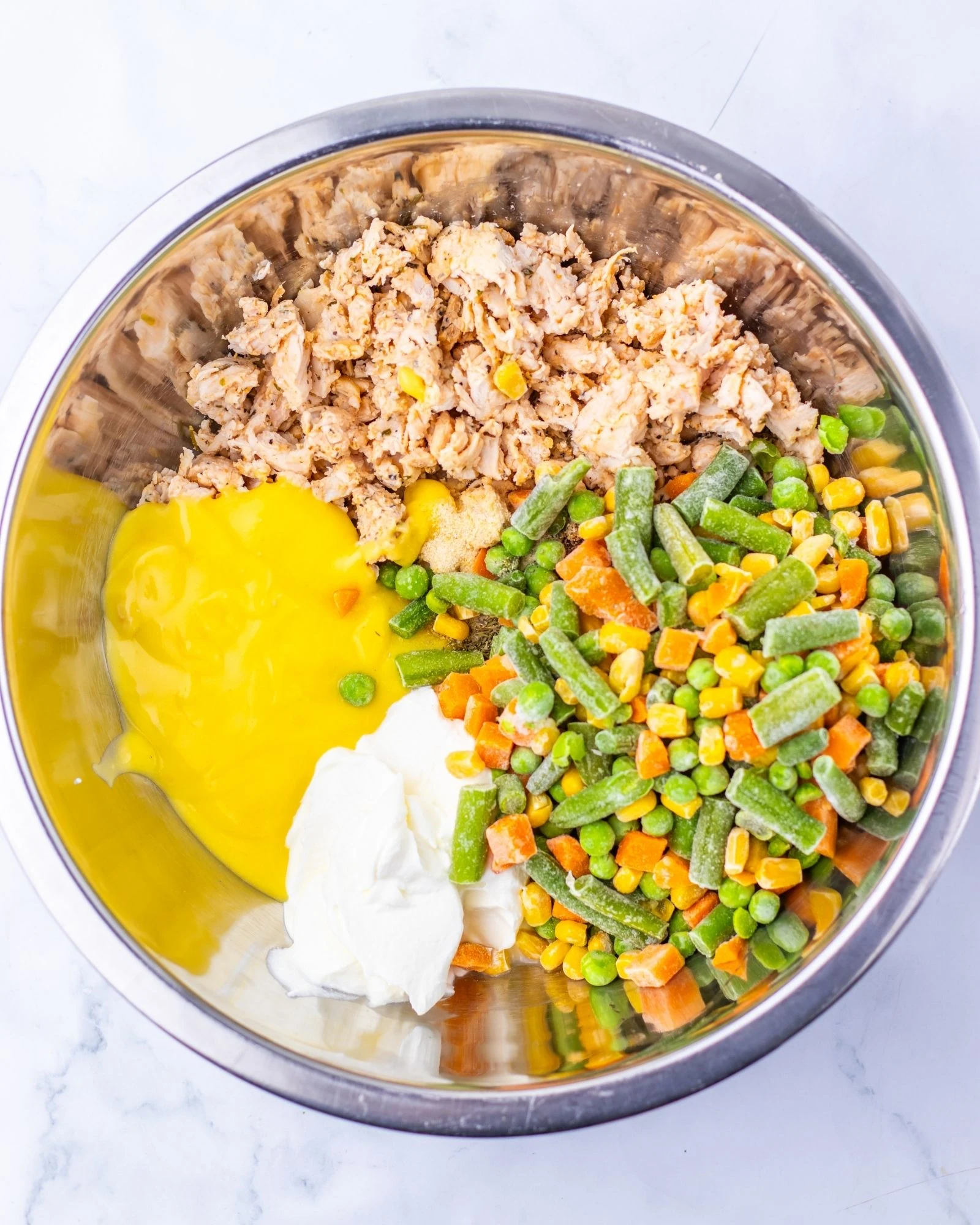 creamy chicken and vegetable filling for casserole