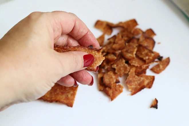 crumbling bacon into real bacon bits