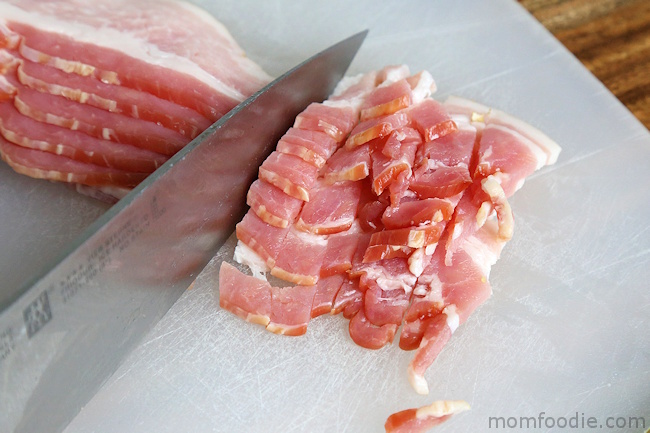 cutting bacon