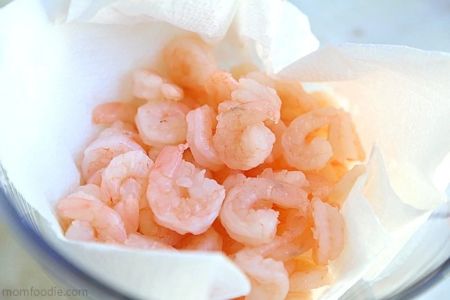 draining and drying shrimp